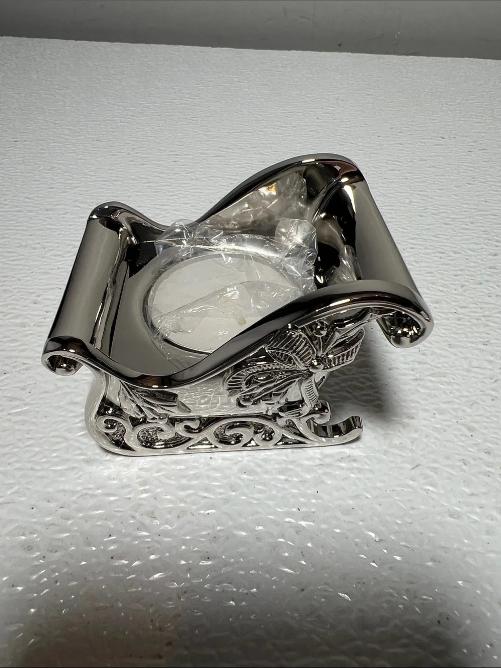 Vintage 2007 New Lenox Silver Plated Sleigh Votive Candle Holder